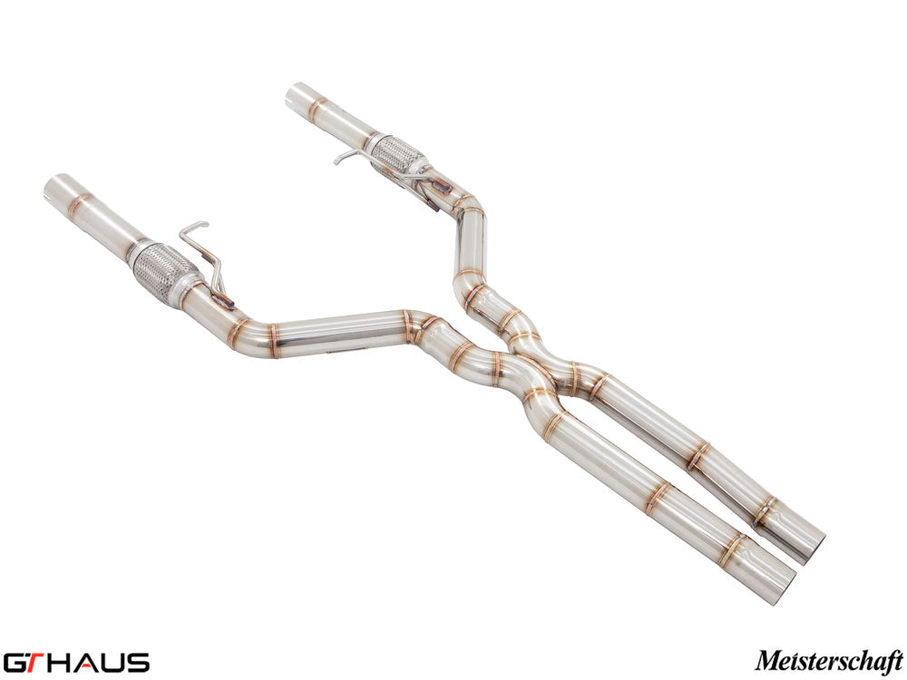 Alfa Romeo Giulia 2016-2022 Cat-Back LSR Front and Mid Pipe featuring a resonator delete, crafted from stainless steel.