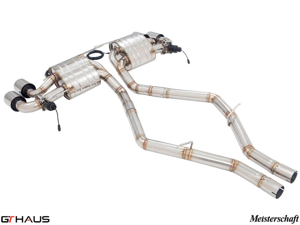 Premium performance exhaust system for Alfa Romeo Giulia Quadrifoglio, featuring stainless steel construction and electronic valve control.