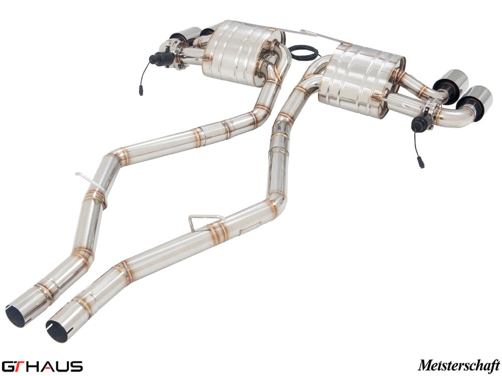 Premium exhaust system for Alfa Romeo Giulia Quadrifoglio, featuring T304 stainless steel and electronic valve control.