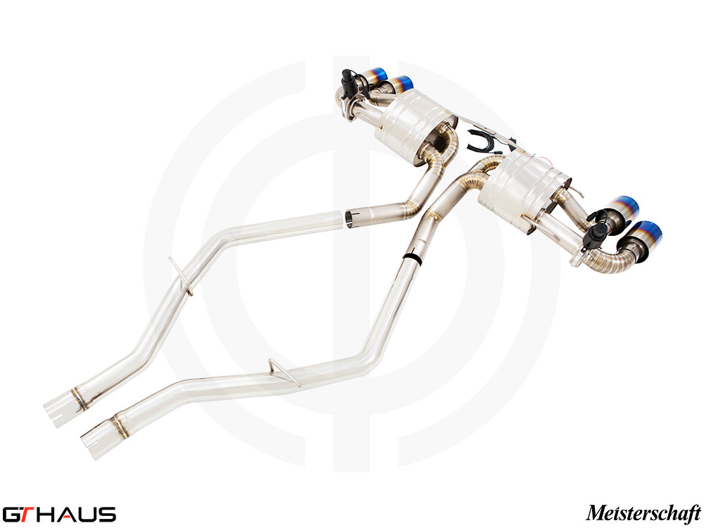 Premium exhaust system for Alfa Romeo Giulia Quadrifoglio, featuring T304 stainless steel and electronic valve control.