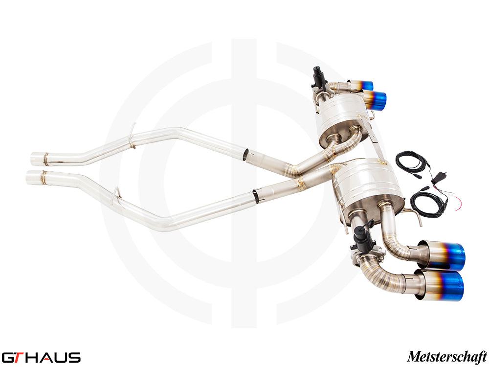 Premium exhaust system for Alfa Romeo Giulia Quadrifoglio, featuring T304 stainless steel and electronic valve control.