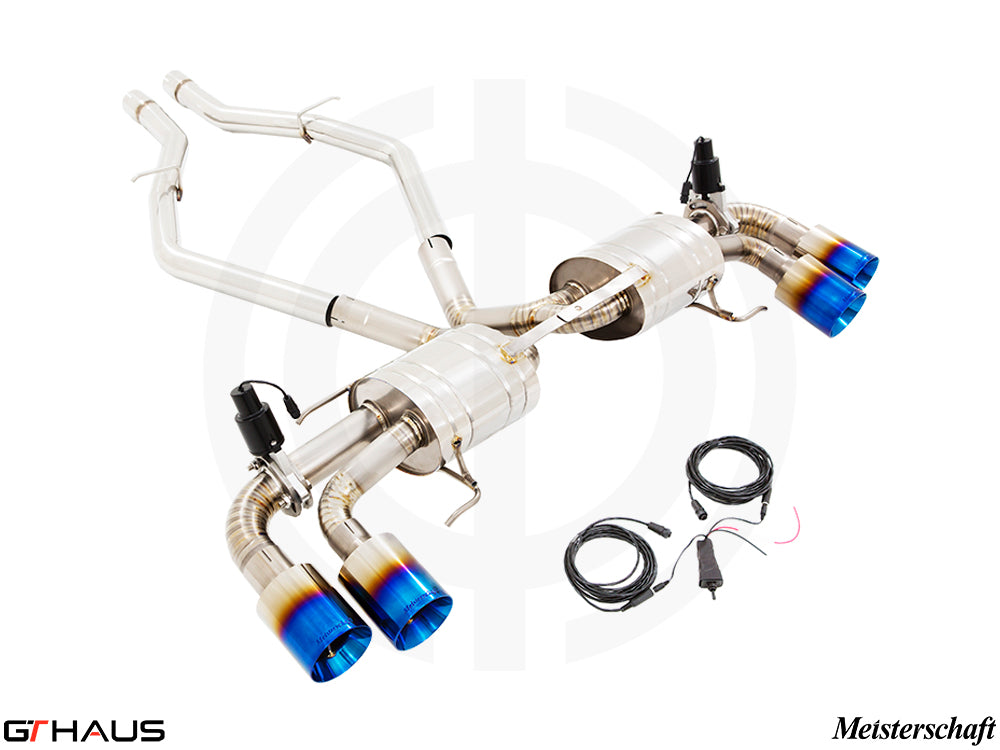 Premium performance exhaust system for Alfa Romeo Giulia Quadrifoglio, featuring stainless steel construction and electronic valve control.