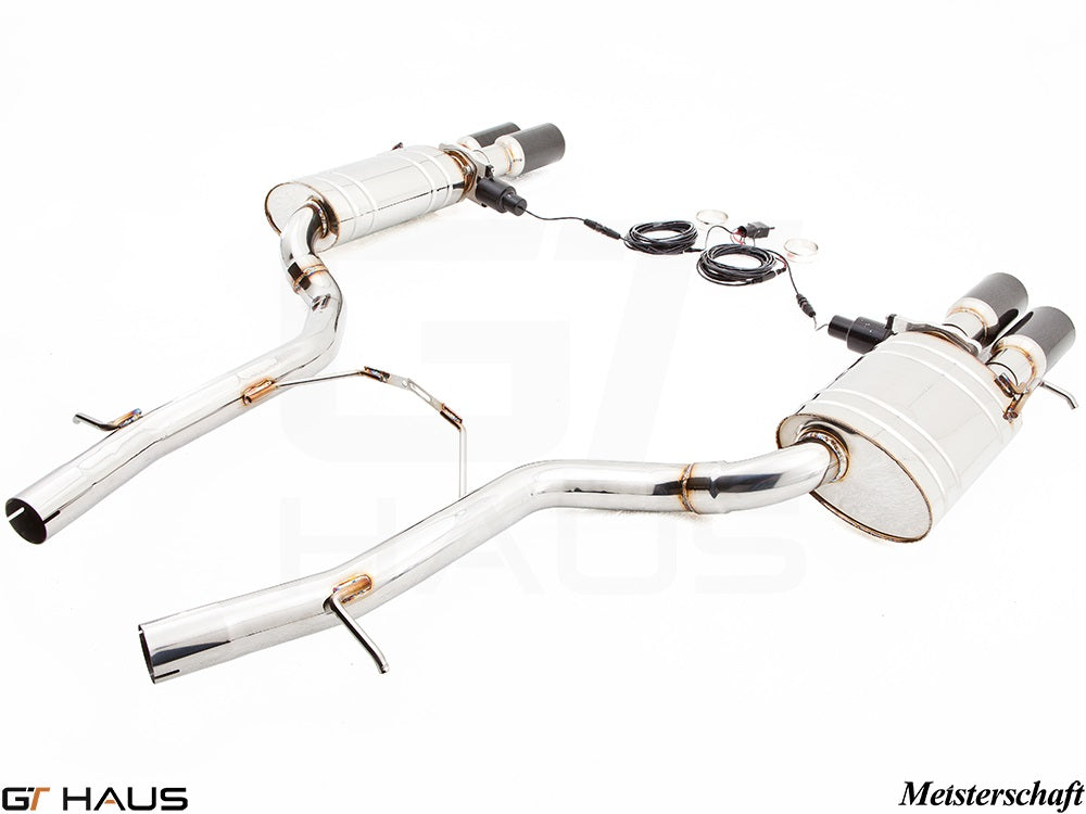 Premium exhaust system for Audi A8/S8 D3 with 5.2L V10, featuring stainless steel construction and electronic valve control.