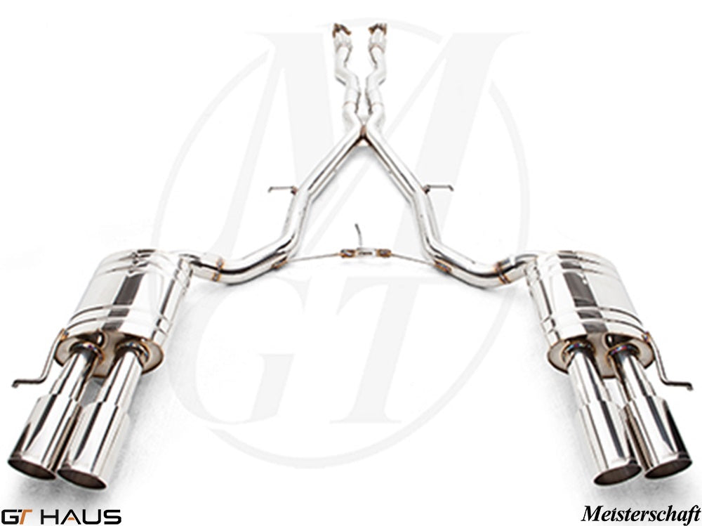 Premium exhaust system for Audi A8/S8 D3, featuring dual polished tips and high-performance design for enhanced sound.
