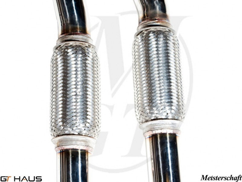 Cat-back resonator delete for Audi A8/S8 D3 models, featuring polished stainless steel construction and performance design.