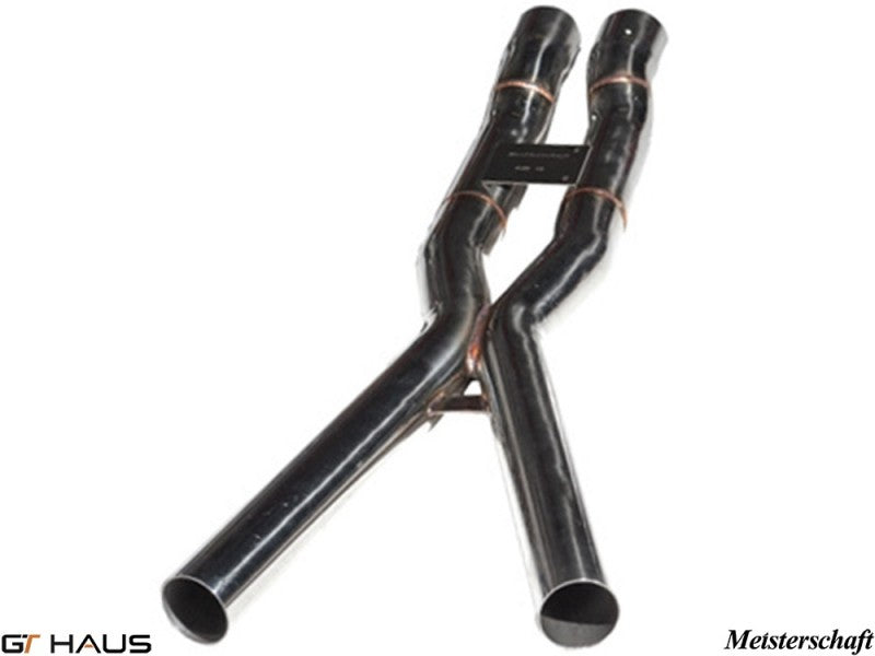 Cat-back resonator delete for Audi A8/S8 D3 models, featuring stainless steel construction and dual exit pipes.