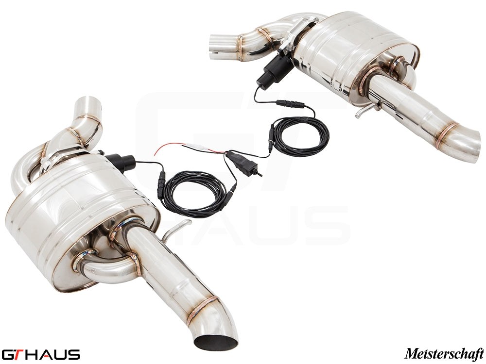 Premium performance exhaust system for Audi A8/S8 D4 4.0 T Quattro, featuring stainless steel construction and electronic valve control.