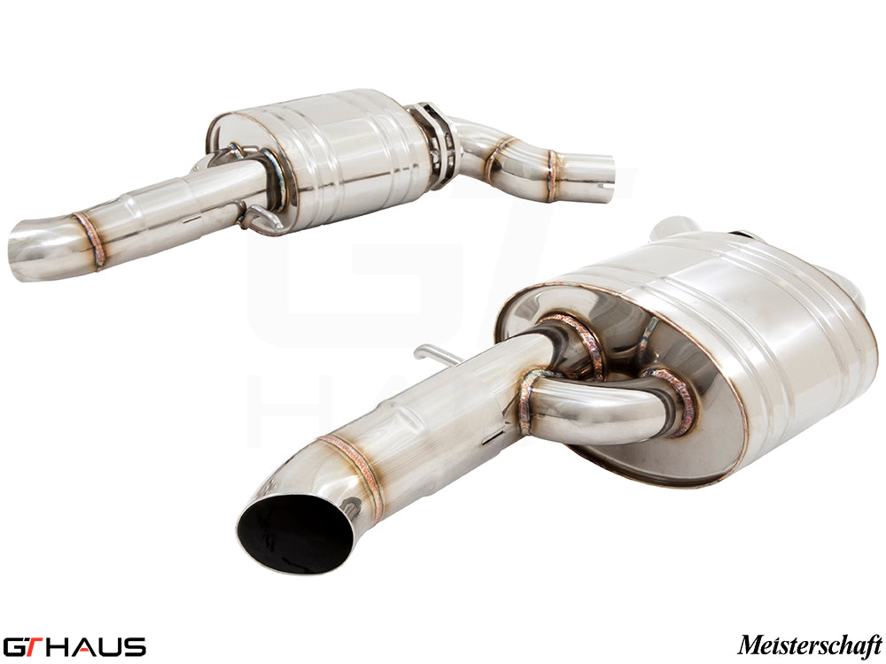 Premium performance exhaust system for Audi A8/S8 D4 4.0 T Quattro, featuring stainless steel construction and dual tips.