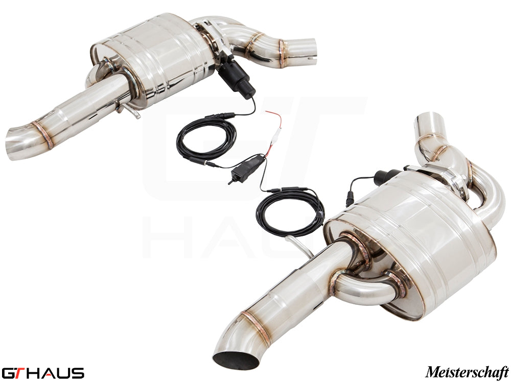 Premium exhaust system for Audi A8/S8 D4 W12 6.3L Quattro, featuring electronic valve control and stainless steel construction.