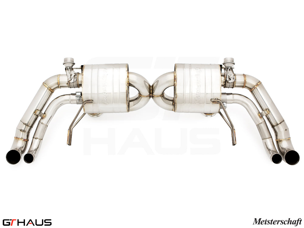 Premium exhaust system for Audi R8 Coupe/Roadster V10/V10+ (2017+) featuring stainless steel construction and electronic valve control.