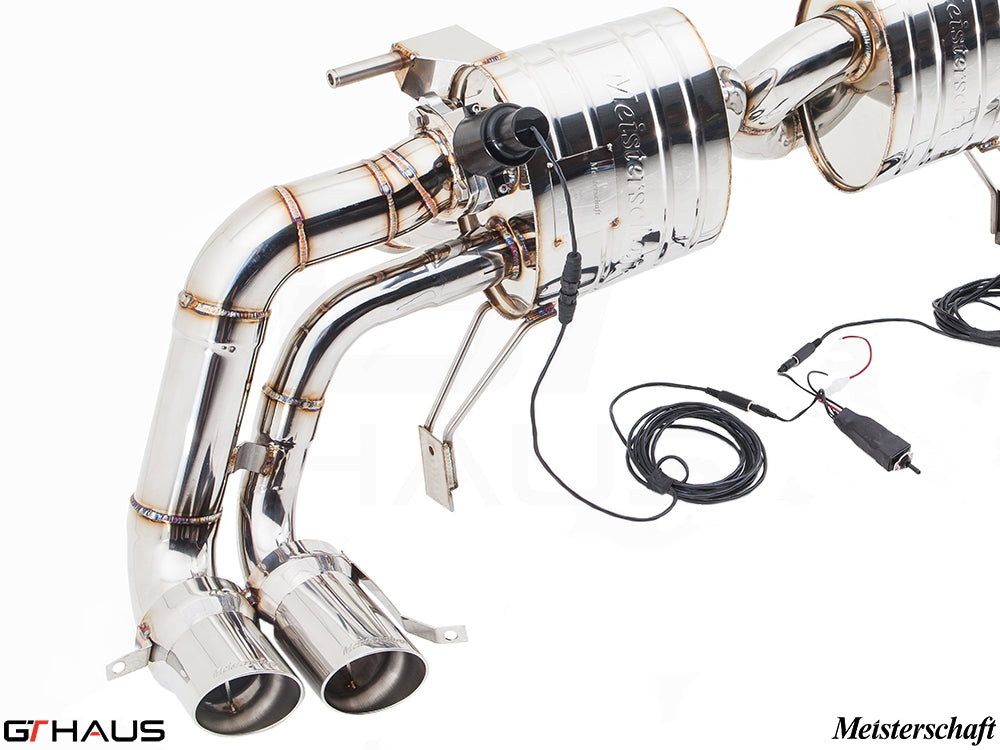 Premium exhaust system for Audi R8 Coupe/Roadster 4.2L V8 (2008-2012) featuring stainless steel construction and electronic valve control.