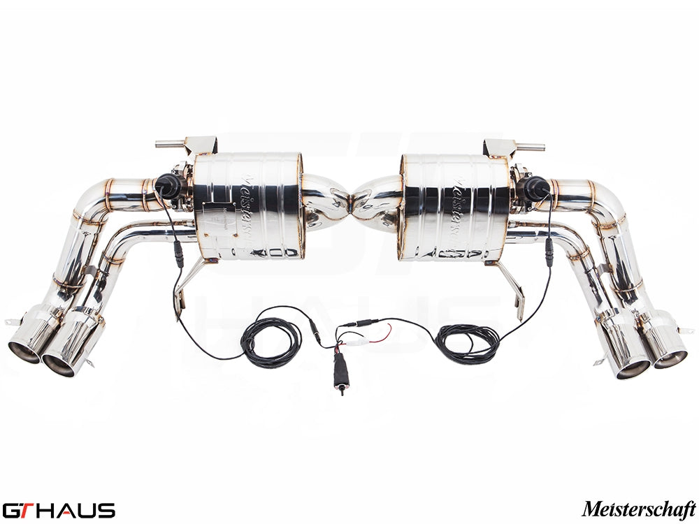 Premium exhaust system for Audi R8 Coupe/Roadster 4.2L V8 (2008-2012) featuring stainless steel construction and electronic valve control.