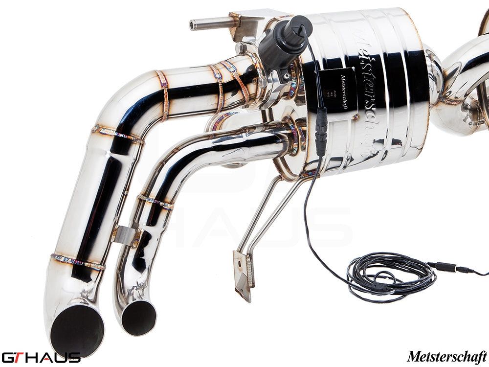 Premium exhaust system for Audi R8 Coupe/Roadster 4.2L V8, featuring stainless steel construction and electronic valve control.