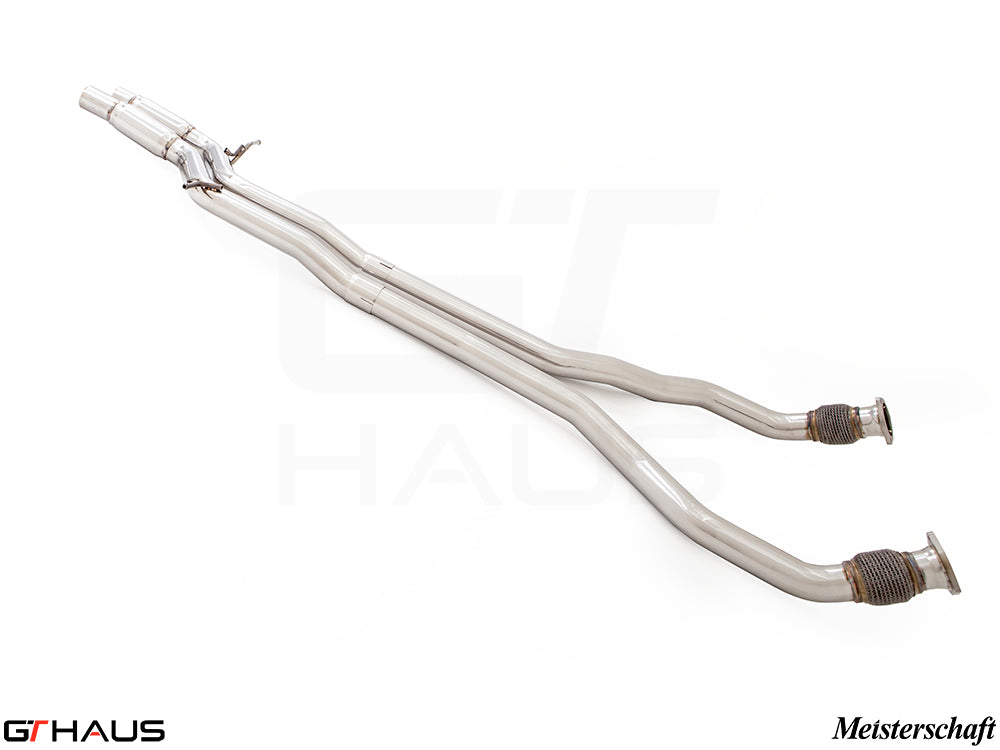 Audi RS5 Coupe 2013-2017 full cat-back front and mid bolt-on pipe for V8, featuring high-quality stainless steel construction.