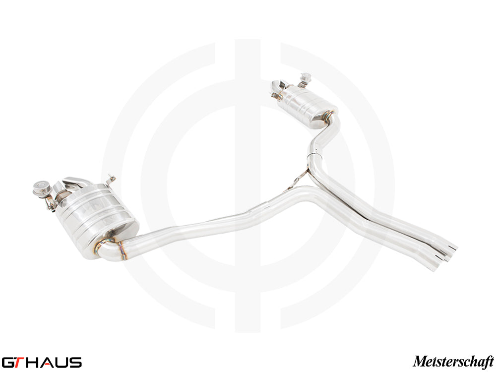 Meisterschaft performance exhaust system for Audi RS5 Coupe V8 (2013-2017) featuring stainless steel construction.