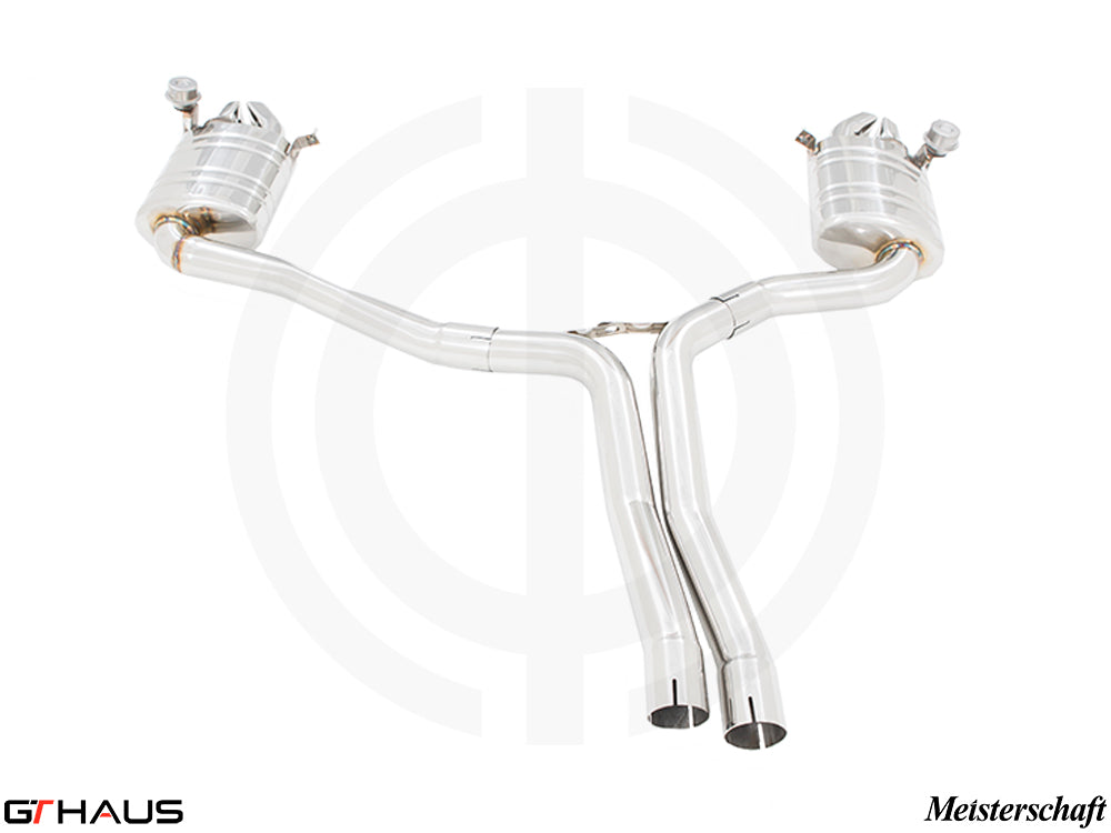 Premium performance exhaust system for Audi RS5 Coupe V8 (2013-2017) featuring dual tips and electronic valve control.