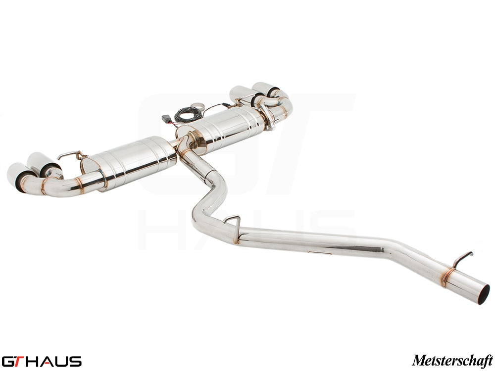 Premium stainless steel exhaust system for Audi TT MK II 2.0T, enhancing performance and sound with electronic valve control.