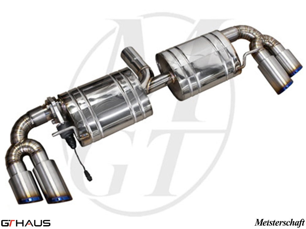 Premium performance exhaust system for Audi TT MK II 2.0T, featuring stainless steel construction and electronic valve control.