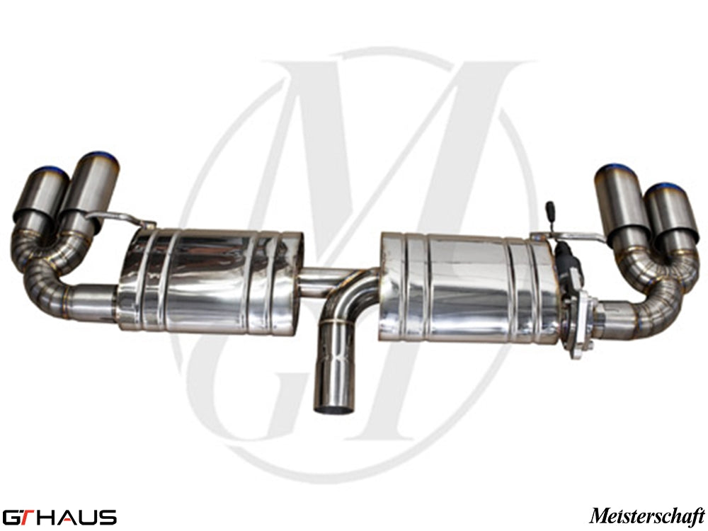Premium performance exhaust system for Audi TT MK II 2.0T, featuring stainless steel construction and electronic valve control.
