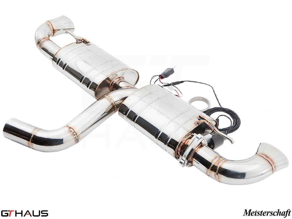 Premium stainless steel exhaust system for Audi TT MK II TTRS, featuring electronic valve control for enhanced performance.