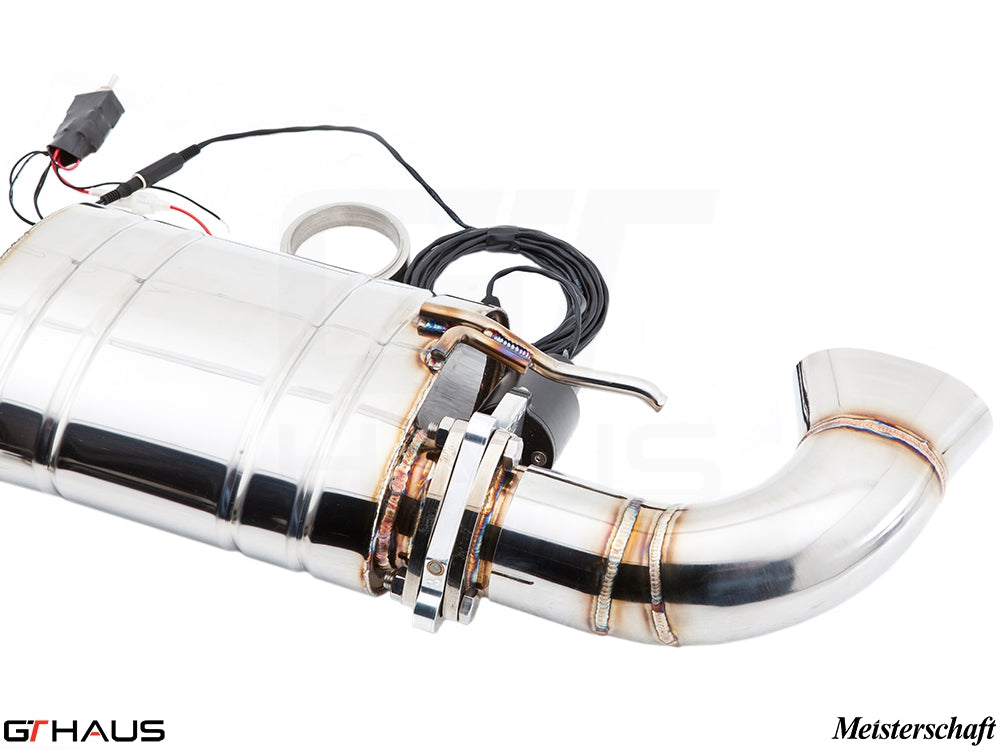 Premium stainless steel exhaust system for Audi TT MK II TTRS, featuring electronic valve control for enhanced performance.