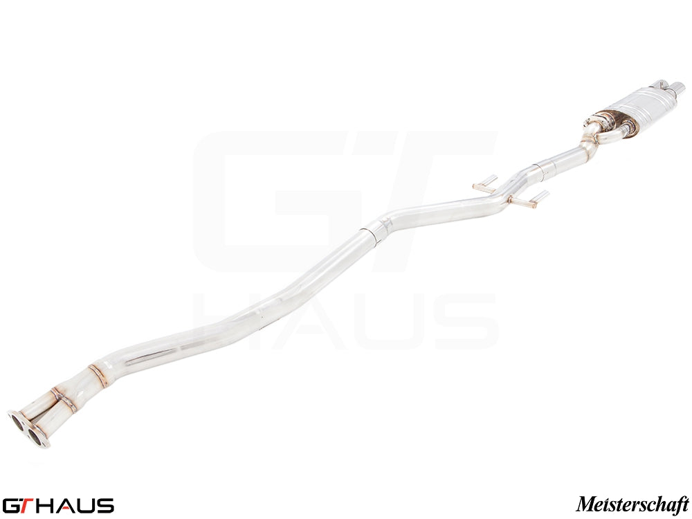 Premium stainless steel exhaust system for BMW E30 M3 2.3L I-4, enhancing performance and sound quality.