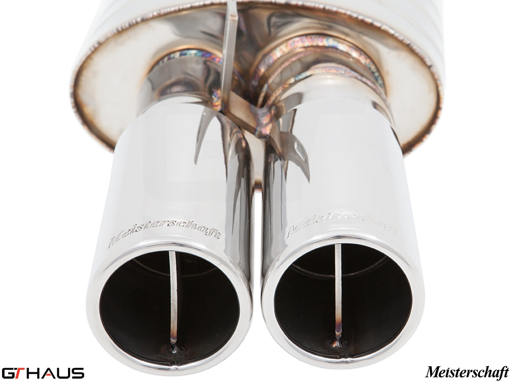 Premium Meisterschaft exhaust tips for BMW E30 M3, enhancing performance and style for 1985-1992 models.