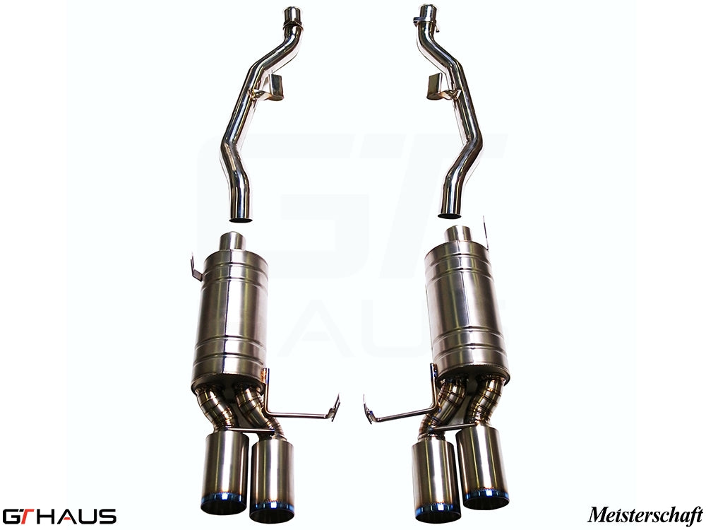 Premium exhaust system for BMW E36/7, E36/8 Z3M 3.2L, featuring stainless steel construction and dual tips.