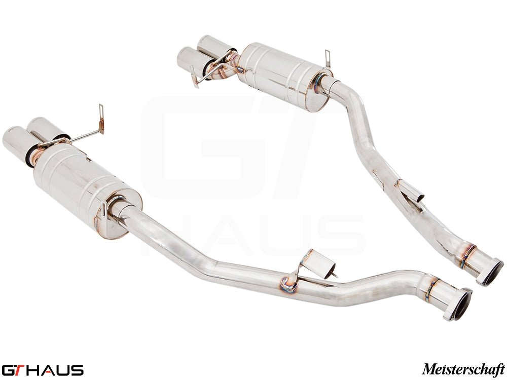 Premium performance exhaust system for BMW E36/7, E36/8 Z3M 3.2L S54, featuring stainless steel construction and dual tips.
