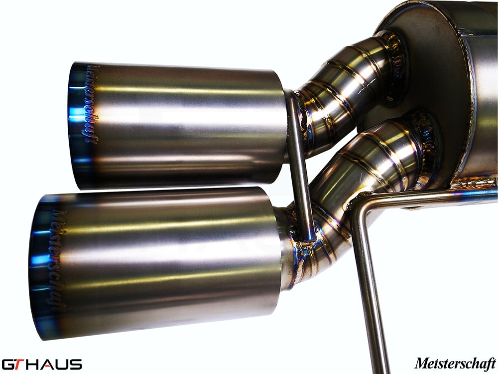 Premium Meisterschaft exhaust system for BMW E36/7, E36/8 Z3M featuring dual polished tips and high-quality craftsmanship.