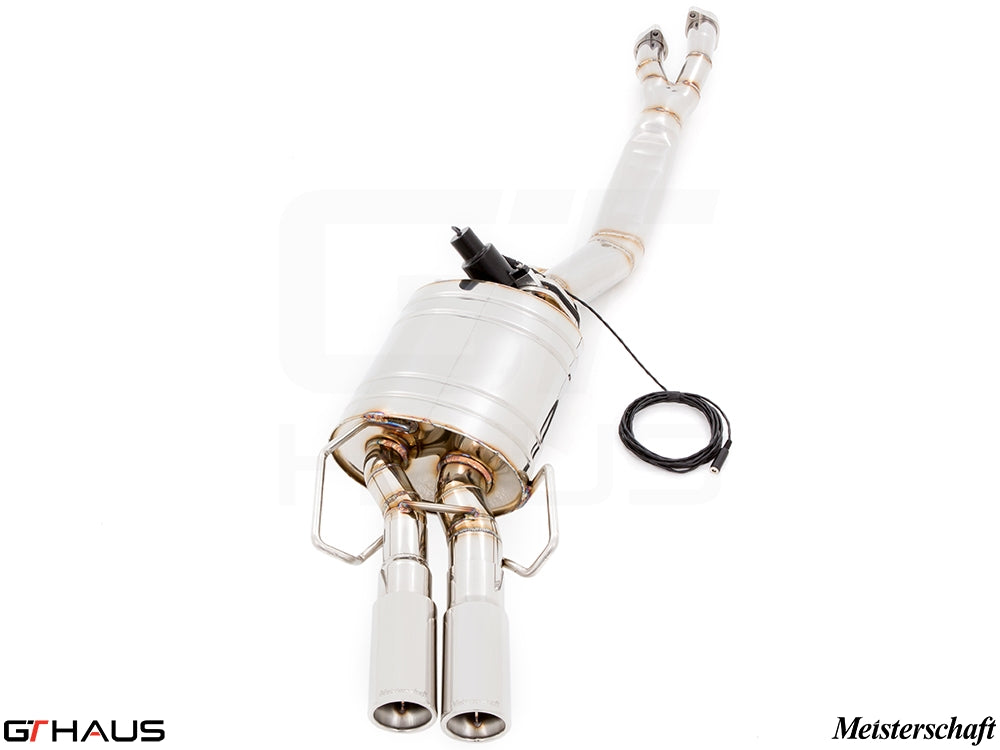 Premium performance exhaust system for BMW E36 M3 3.0L/3.2L Coupe/Cabrio, featuring stainless steel construction and electronic valve control.