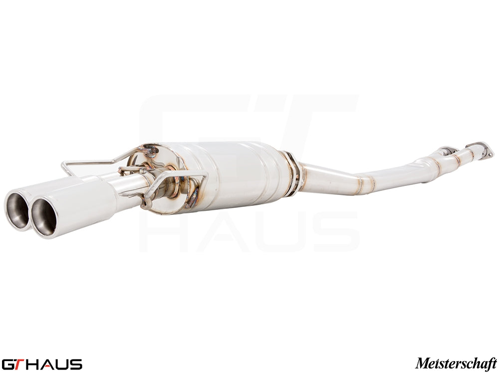 Premium exhaust system for BMW E36 M3 3.0L/3.2L Coupe/Cabrio, featuring dual tips and high-quality stainless steel construction.