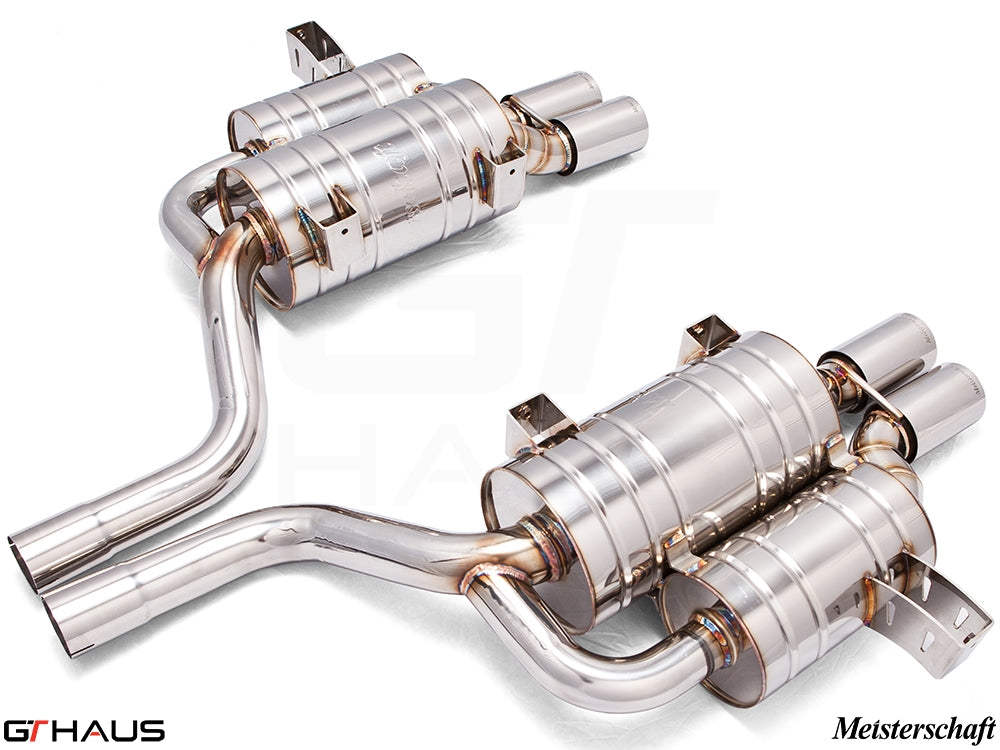 Premium exhaust system for BMW E39 M5 V8 Sport Sedan, featuring stainless steel construction and enhanced performance.