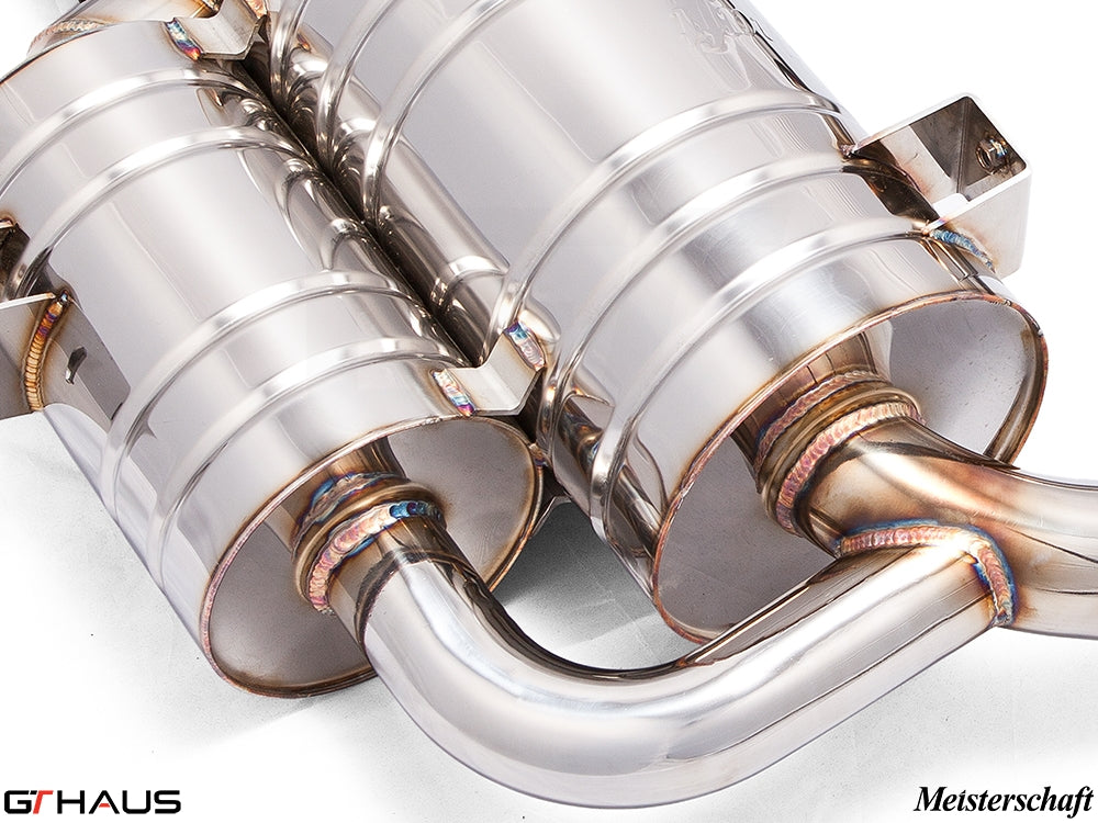 Premium stainless steel exhaust system for BMW E39 M5 V8, showcasing precision craftsmanship and performance design.