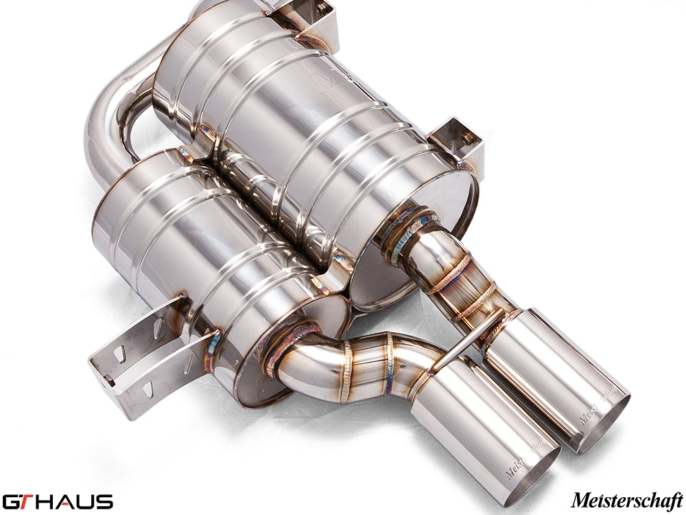 Premium stainless steel exhaust system for BMW E39 M5 V8, featuring precision craftsmanship and dual tips.