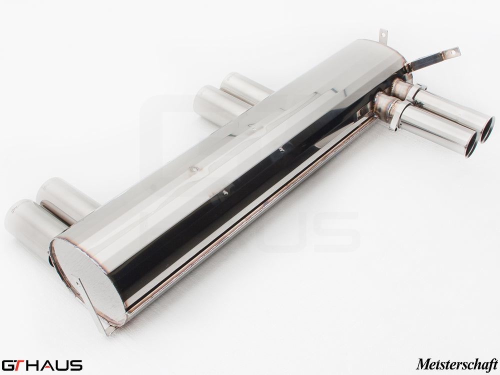 Premium stainless steel exhaust system for BMW E46 M3 3.2L, designed for enhanced performance and sound.