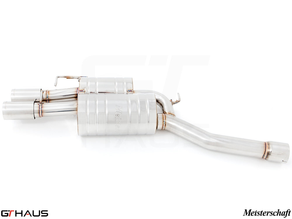 Premium Meisterschaft exhaust system for BMW E60/61 545i, featuring stainless steel construction and performance design.