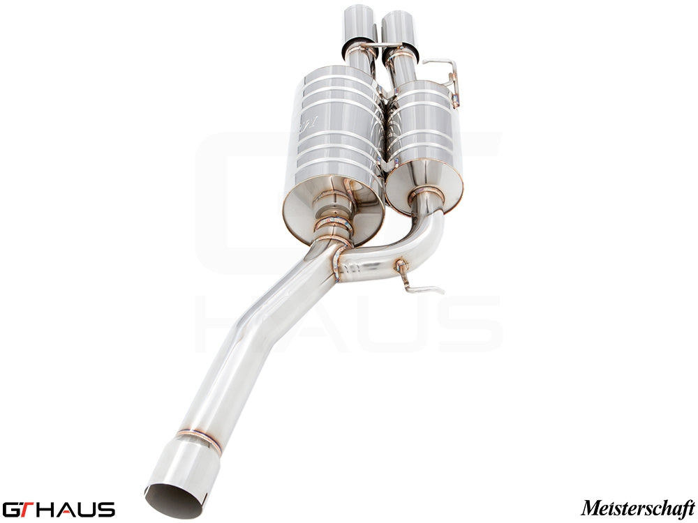 Premium Meisterschaft exhaust system for BMW E60/61 550i, featuring stainless steel construction and enhanced performance.