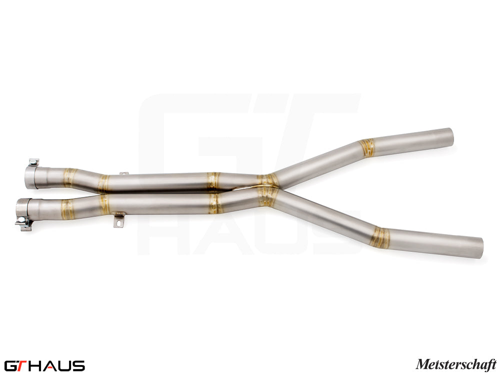Premium stainless steel X-Pipes for BMW E60 M5, replacing resonator for enhanced exhaust performance.
