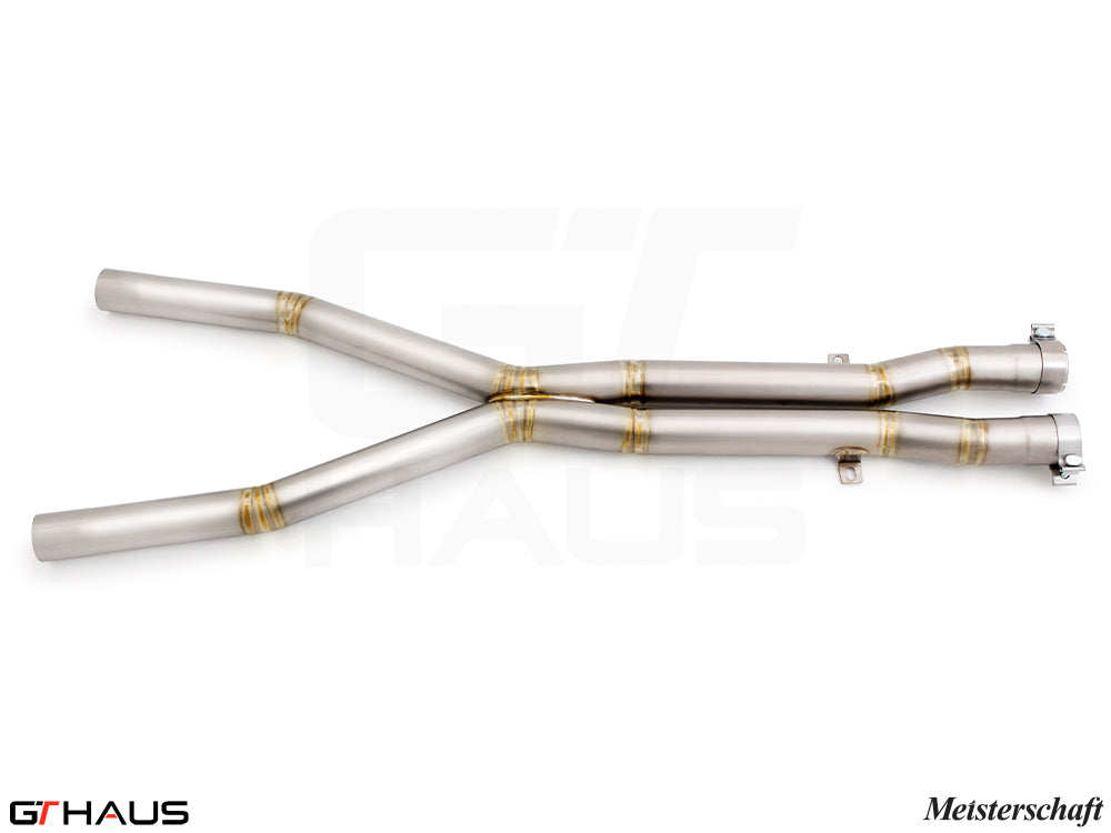 Premium stainless steel X-Pipes for BMW E60 M5, designed to replace the resonator for enhanced performance.