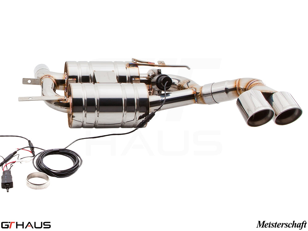 Premium performance exhaust system for BMW E70 X5 4.8i, featuring stainless steel construction and electronic valve control.