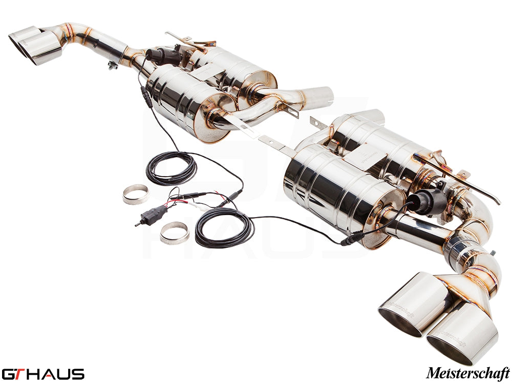 Premium performance exhaust system for BMW E70 X5 SAV 4.8i, featuring stainless steel construction and electronic valve control.