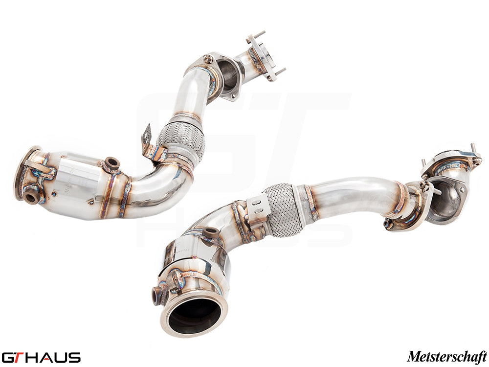 Premium down pipe for BMW E70 X5 SAV 2007-2013 with 400CEL sport cats for enhanced performance and sound.