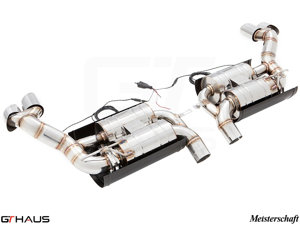 Premium performance exhaust system for BMW E70 X5 SAV 5.0i, featuring stainless steel construction and electronic valve control.