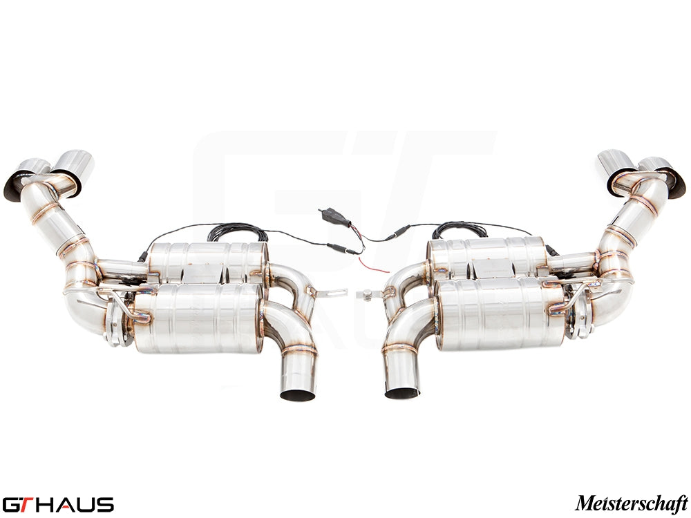 Premium performance exhaust system for BMW E70 X5 SAV 5.0i, featuring stainless steel construction and electronic valve control.