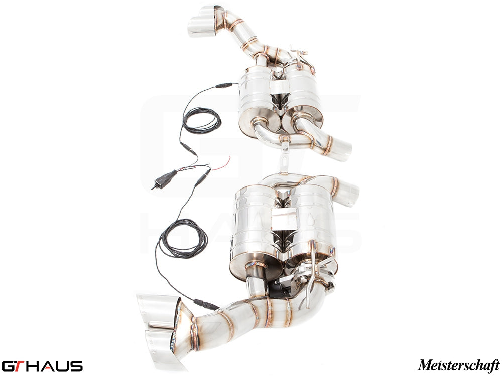 Premium performance exhaust system for BMW E70 X5 SAV 5.0i, featuring stainless steel construction and electronic valve control.