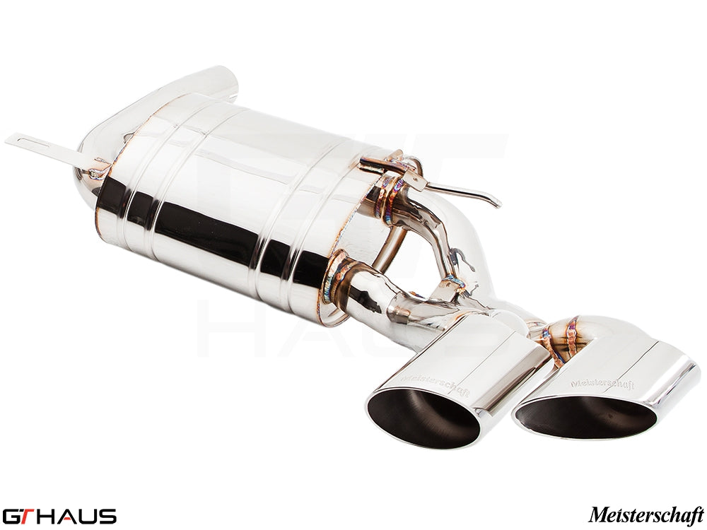 Premium exhaust system for BMW E71 X6 SAV Sport 3.5i, featuring polished stainless steel and dual tips for enhanced performance.