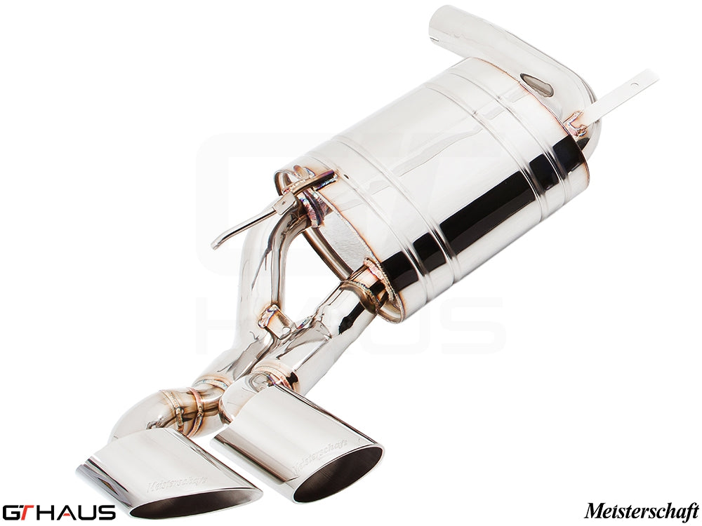 Premium exhaust system for BMW E71 X6 SAV Sport 3.5i, featuring polished stainless steel and dual tips.