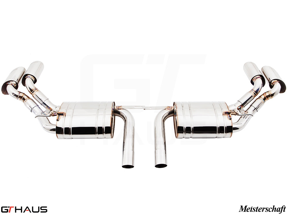 Premium exhaust system for BMW E71 X6 SAV Sport 3.5i, featuring polished stainless steel and dual tips for enhanced performance.