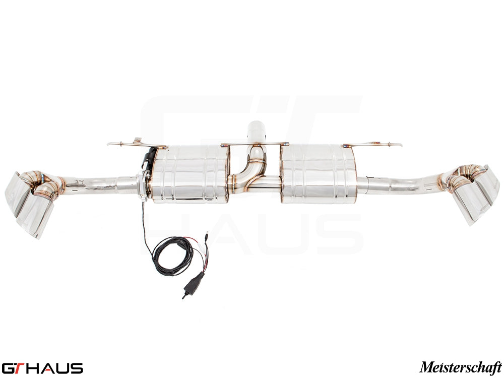 Premium performance exhaust system for BMW E71 X6 SAV Sport 3.5i, featuring polished stainless steel and electronic valve control.